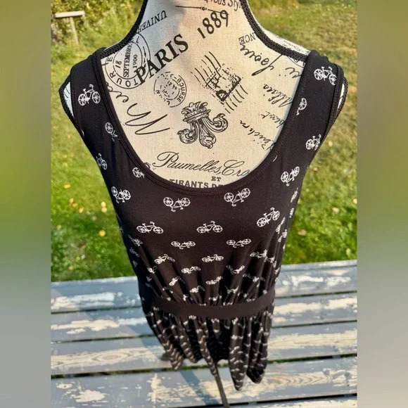 Torrid Black Midi Dress with White Bicycle Design - Picture 8 of 15